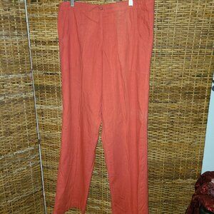 SANTA CRUZ Women's Cotton Pants Wide Leg VTG Large Pockets Sz L Coral Red